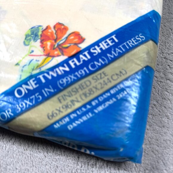 Dan River Twin Flat Sheet Floral No Iron 66x96 Vintage Cotton Blend Bedding - Picture 3 of 6